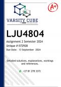 LJU4804 Assignment 2 (DETAILED ANSWERS) Semester 2 2024 - DISTINCTION GUARANTEED