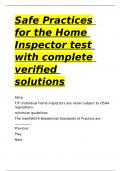 Safe Practices for the Home Inspector test with complete verified solutions