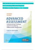 TEST BANK For Advanced Assessment Interpreting Findings and Formulating Differential Diagnoses, 5th Edition by Goolsby, Verified Chapters 1 - 22, Complete Newest Version