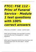 FTCC FSE 112 - Princ of Funeral Service - Module 1 test questions with 100- correct answers.