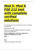 Mod 5- Mod 8 FSE 112 test with complete verified solutions.