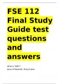 FSE 112 Final Study Guide test questions and answers.