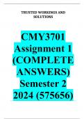 CMY3701 Assignment 1 (COMPLETE ANSWERS) Semester 2 2024 (575656) - DUE 12 August 2024 ; 100% TRUSTED Complete, trusted solutions and explanations..