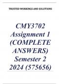 CMY3702 Assignment 1 (COMPLETE ANSWERS) Semester 2 2024 (575656) - DUE 12 August 2024 ; 100% TRUSTED Complete, trusted solutions and explanations