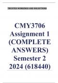 CMY3706 Assignment 1 (COMPLETE ANSWERS) Semester 2 2024 (618440) - DUE 12 August 2024 ; 100% TRUSTED Complete, trusted solutions and explanationsEnsure your success with us ...........