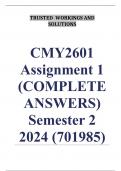 CMY2601 Assignment 1 (COMPLETE ANSWERS) Semester 2 2024 (701985) - DUE 14 August 2024 ; 100% TRUSTED Complete, trusted solutions and explanations. . 