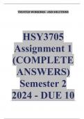 HSY3705 Assignment 1 (COMPLETE ANSWERS) Semester 2 2024 - DUE 10 August 2024 ; 100% TRUSTED Complete, trusted solutions and explanations... 