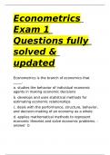 Econometrics Exam 1 Questions fully solved & updated