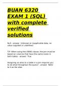 BUAN 6320 EXAM 1 (SQL) with complete verified solutions.