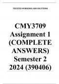 CMY3709 Assignment 1 (COMPLETE ANSWERS) Semester 2 2024 (390406) - DUE August 2024 ; 100% TRUSTED Complete, trusted solutions and explanations