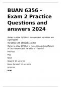 BUAN 6356 - Exam 2 Practice Questions and answers 2024