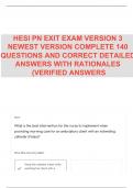 HESI PN EXIT EXAM VERSION 3 NEWEST VERSION COMPLETE 140 QUESTIONS AND CORRECT DETAILED ANSWERS WITH RATIONALES (VERIFIED ANSWERS