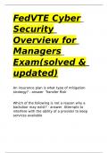 FedVTE Cyber Security Overview for Managers Exam(solved & updated)