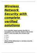 Wireless Network Security with complete verified solutions.