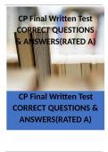 CP Final Written Test CORRECT QUESTIONS & ANSWERS(RATED A)