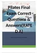 Pilates Final Exam Correct Questions & Answers(RATED A)