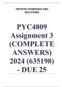 PYC4809 Assignment 3 (COMPLETE ANSWERS) 2024 (635198) - DUE 25 September 2024 ; 100% TRUSTED Complete, trusted solutions and explanations