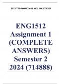 ENG1512 Assignment 1 (COMPLETE ANSWERS) Semester 2 2024 (714888) - DUE 23 July 2024 ; 100% TRUSTED Complete, trusted solutions and explanations. 