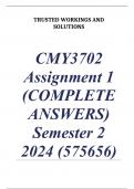 CMY3702 Assignment 1 (COMPLETE ANSWERS) Semester 2 2024 (575656) - DUE 12 August 2024 ; 100% TRUSTED Complete, trusted solutions and explanations