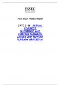 CPTC 31081 EXAM QUESTIONS AND VERIFIED ANSWERS LATEST 2024 NEWEST ALREADY GRADED A+ 