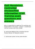 DoD Mandatory Controlled Unclassified Information (CUI) Training exam questions and answers