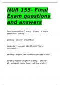 NUR 155- Final Exam questions and answers