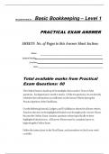 BBK99E1 Basic Bookkeeping Level 1 F inal Exam - Practical Exam Answers. 2024 ( Latest)