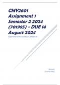 CMY2601 Assignment 1 Semester 2 2024 (701985) - DUE 14 August 2024