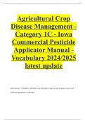 Agricultural Crop Disease Management - Category 1C - Iowa Commercial Pesticide Applicator Manual - Vocabulary 2024/2025 latest update