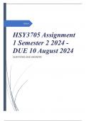 HSY3705 Assignment 1 Semester 2 2024 - DUE 10 August 2024