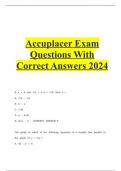 Accuplacer Exam Questions With Correct Answers 2024.