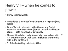 Henry VII and Henry VIII Presentation- History AQA A Level