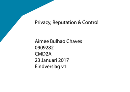 Privacy, Reputation, Control verslag