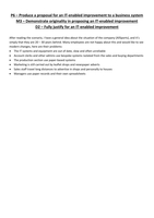 P6 M3 D2 - Produce a proposal for an IT-enabled improvement to a business system, demonstrate originality in proposing this improvement, then fully justify the proposals.