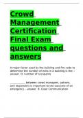 Crowd Management Certification Final Exam questions and answers