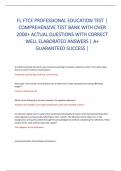 FL FTCE PROFESSIONAL EDUCATION TEST | COMPREHENSIVE TEST BANK WITH OVER 2000+ ACTUAL QUESTIONS WITH CORRECT WELL ELABORATED ANSWERS | A+ GUARANTEED SUCCESS |