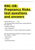 RNC-OB Pregnancy Risks test questions and answers.