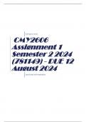 CMY2606 Assignment 1 Semester 2 2024 (781149) - DUE 12 August 2024