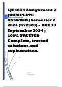 LJU4804 Assignment 2 (COMPLETE ANSWERS) Semester 2 2024 (572928) - DUE 13 September 2024 ; 100% TRUSTED Complete, trusted solutions and explanations.