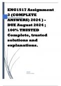 ENG1517 Assignment 3 (COMPLETE ANSWERS) 2024 ) - DUE August 2024 ; 100% TRUSTED Complete, trusted solutions and explanations. 