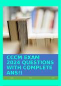 CCCM EXAM 2024 QUESTIONS WITH COMPLETE ANS!!