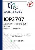 IOP3707 Assignment 4 (DETAILED ANSWERS) Semester 2 2024 - DISTINCTION GUARANTEED