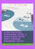 CCSM SUCCESS COACHING LEVEL 1 QUESTIONS WITH 100% PASSED ANSWERS 2024!!