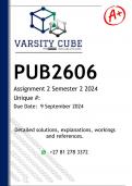 PUB2606 Assignment 2 (DETAILED ANSWERS) Semester 2 2024 - DISTINCTION GUARANTEED