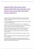 California RDA written Exam Latest Updated 2024/2025 Actual Questions and Answers Fully Solved 100% Guaranteed Success.(Graded A+)