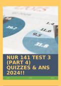 NUR 141 TEST 3 (PART 4) QUIZZES & ANS 2024!!