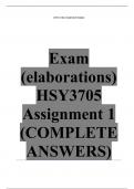 HSY3705 Assignment 1 (COMPLETE ANSWERS) Semester 2 2024 - DUE 15 August 2024 ; 100% TRUSTED Complete, trusted solutions and explanations. 