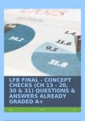 LFB FINAL - CONCEPT CHECKS (CH 13 - 20, 30 & 31) QUESTIONS & ANSWERS ALREADY GRADED A+