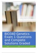 BIO340 Genetics Exam 1 Questions and Complete Solutions Graded A+