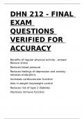 DHN 212 - FINAL EXAM QUESTIONS VERIFIED FOR ACCURACY.